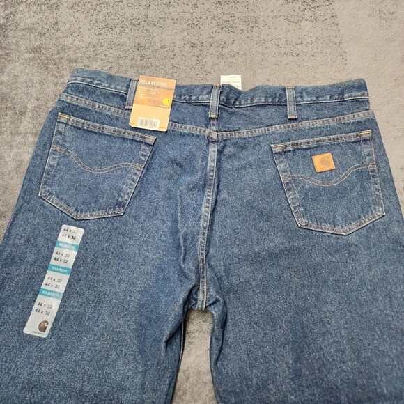 NWT Carhartt Relaxed Fit B460 DVB Men’s Blue Denim Jeans size 44 x 32 - Picture 3 of 11